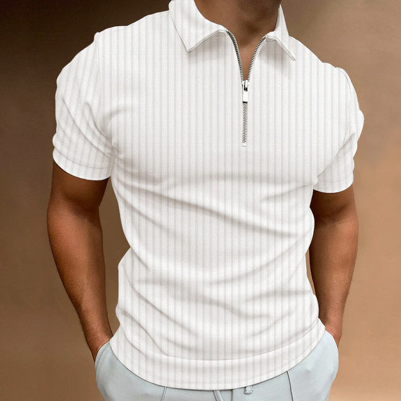 Judoc® | Striped Zip-Up Polo T-Shirt - Image 3