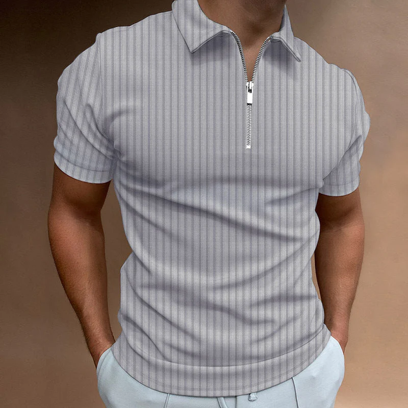 Judoc® | Striped Zip-Up Polo T-Shirt - Image 4