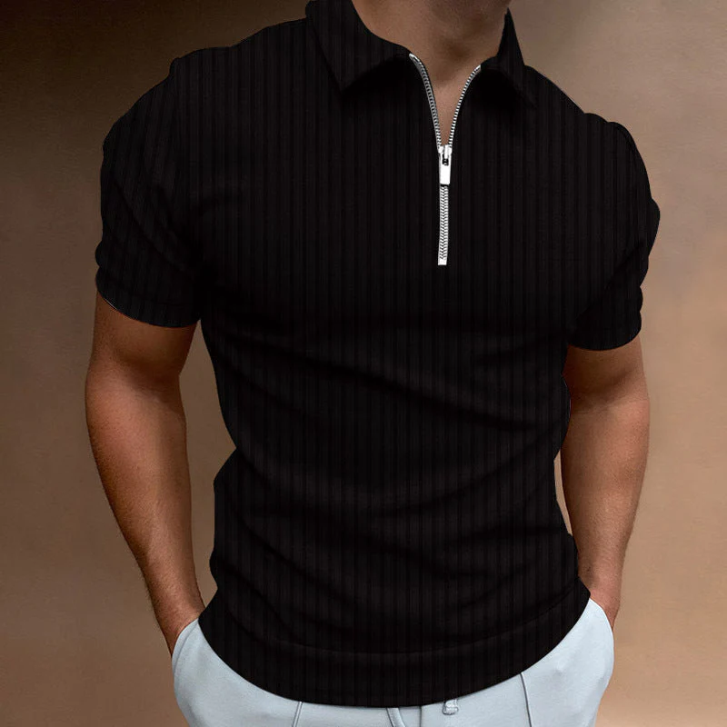 Judoc® | Striped Zip-Up Polo T-Shirt - Image 5