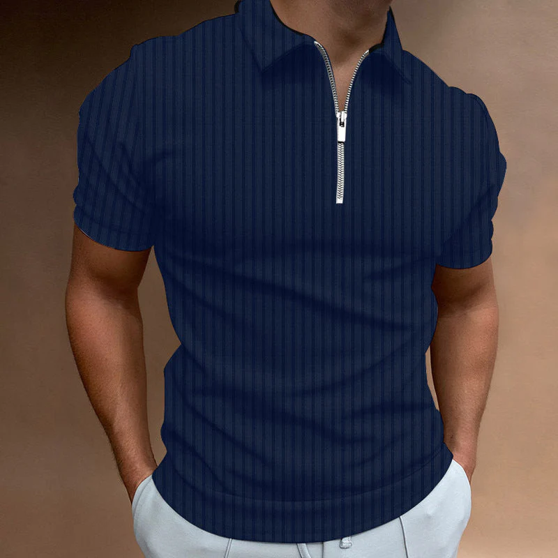 Judoc® | Striped Zip-Up Polo T-Shirt - Image 8