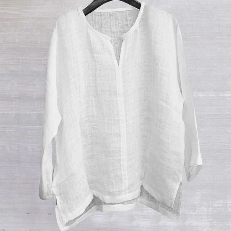 Judson® | Solid Color Loose V-Neck Shirt - Image 2
