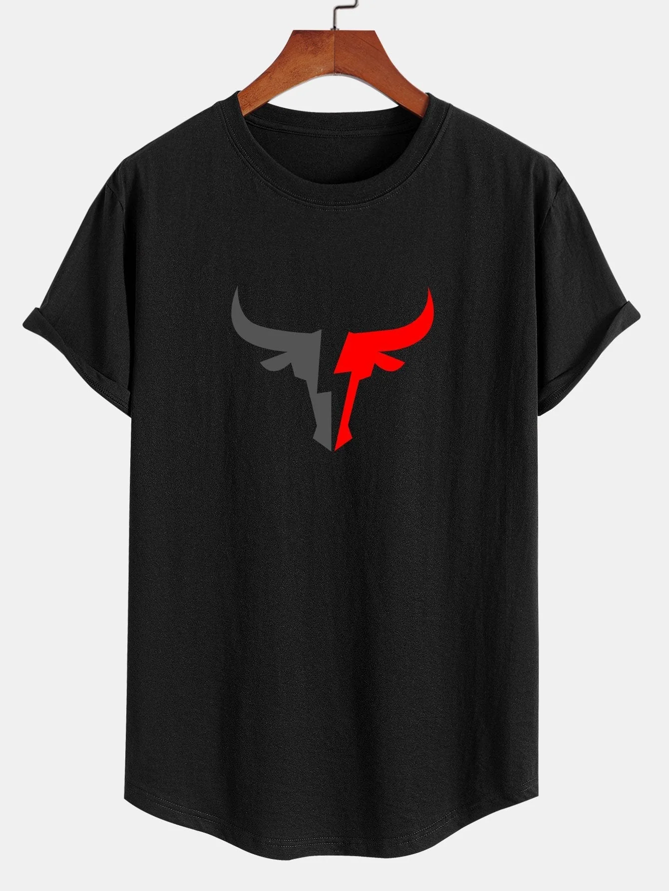Julián® | Bull Print Cotton Arc Hem T-Shirt
