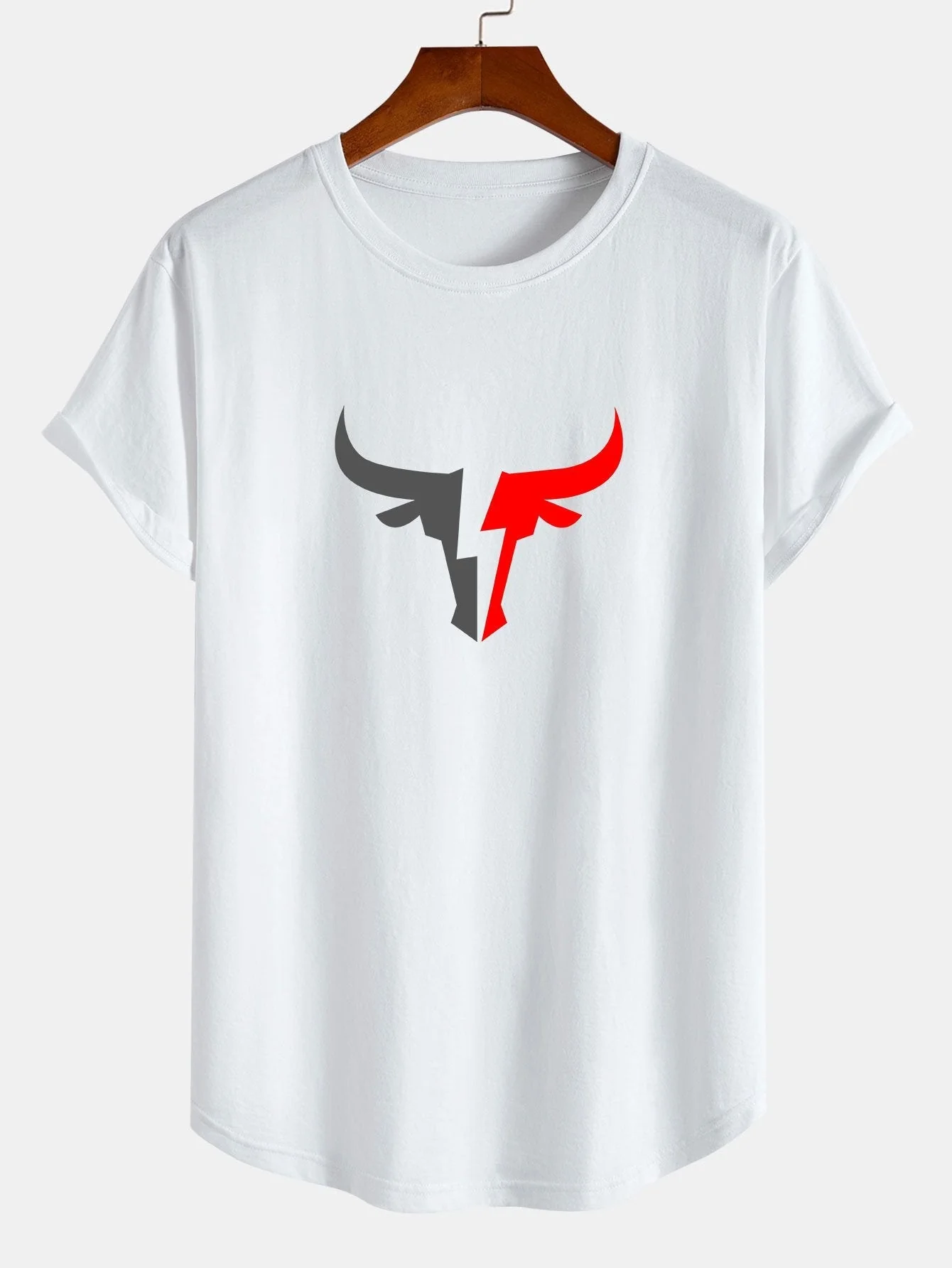 Julián® | Bull Print Cotton Arc Hem T-Shirt - Image 3