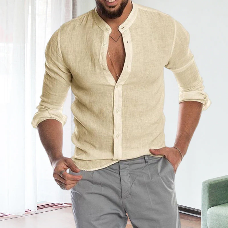 Julian® | Long-Sleeved, Loose Men'S Shirt With Stand-Up Collar Made Of Linen - Image 12