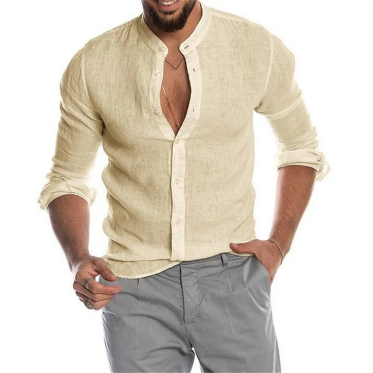 Julian® | Long-Sleeved, Loose Men'S Shirt With Stand-Up Collar Made Of Linen - Image 4