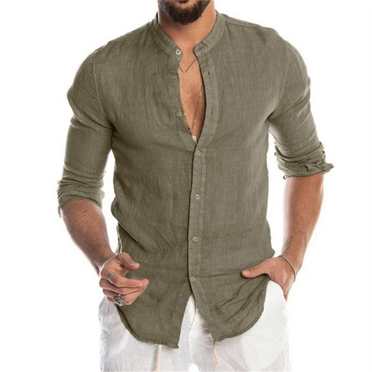 Julian® | Long-Sleeved, Loose Men'S Shirt With Stand-Up Collar Made Of Linen - Image 5