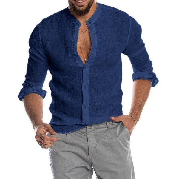 Julian® | Long-Sleeved, Loose Men'S Shirt With Stand-Up Collar Made Of Linen - Image 6