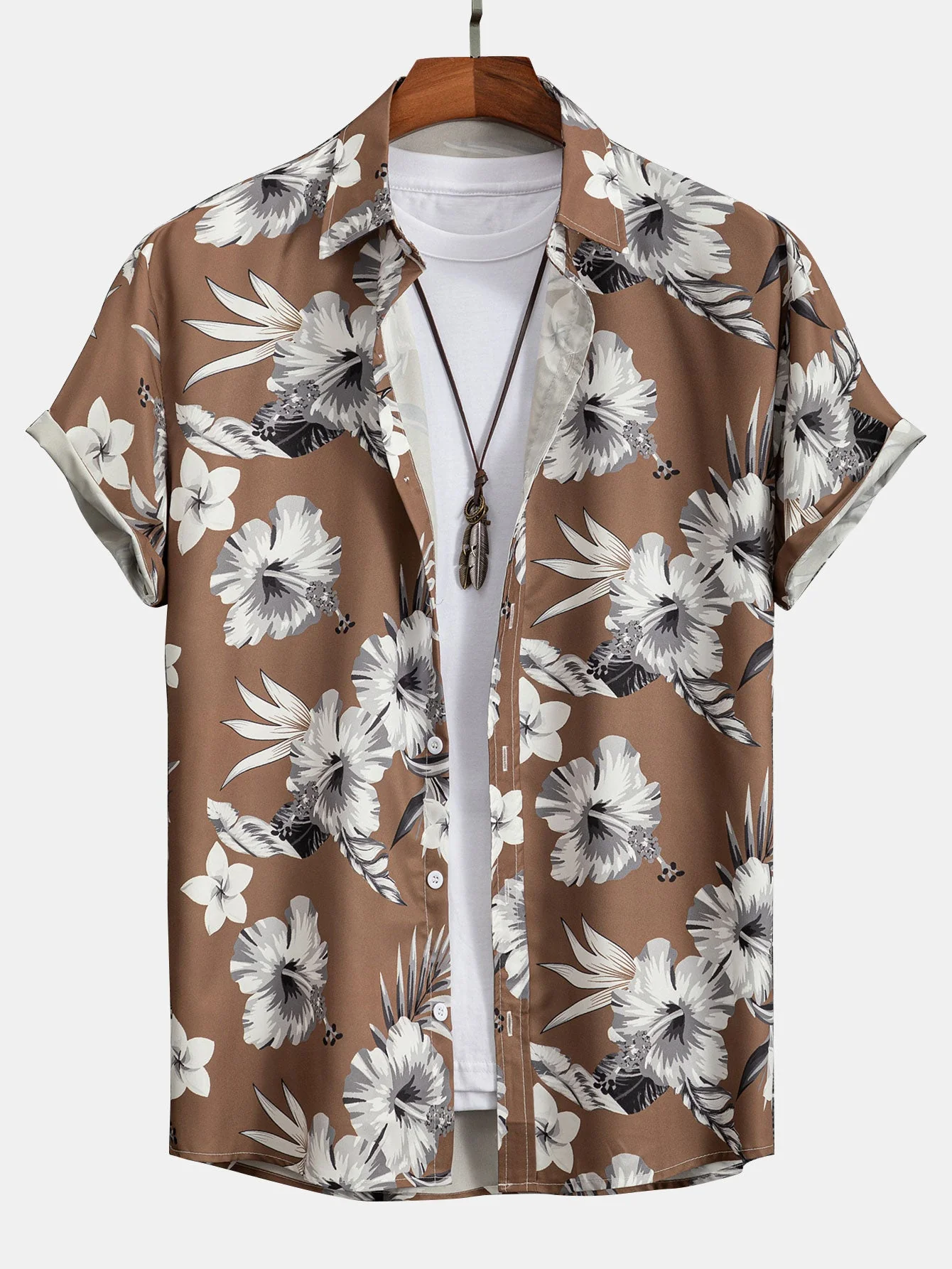 Julian® | Tropical Floral Print Button Up Shirt - Image 3