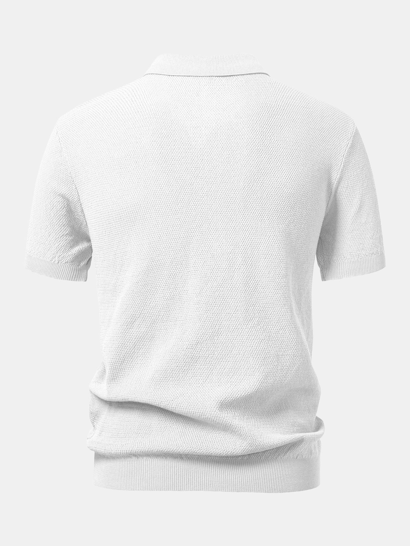 Julian | Textured Zip Up Knit Polo Shirt - Image 11
