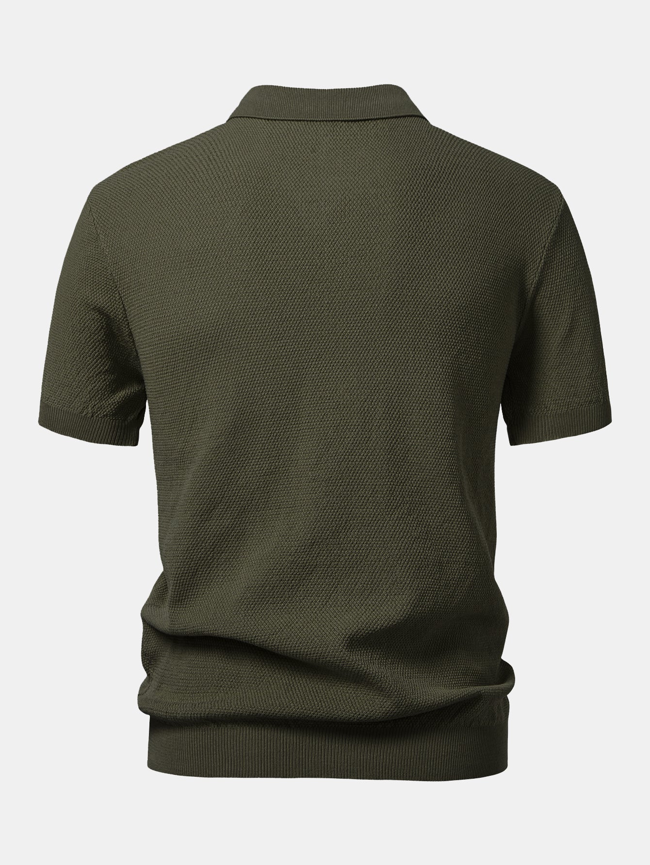 Julian | Textured Zip Up Knit Polo Shirt - Image 13