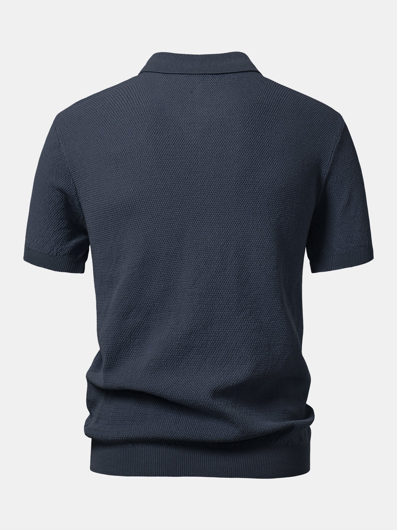 Julian | Textured Zip Up Knit Polo Shirt - Image 2