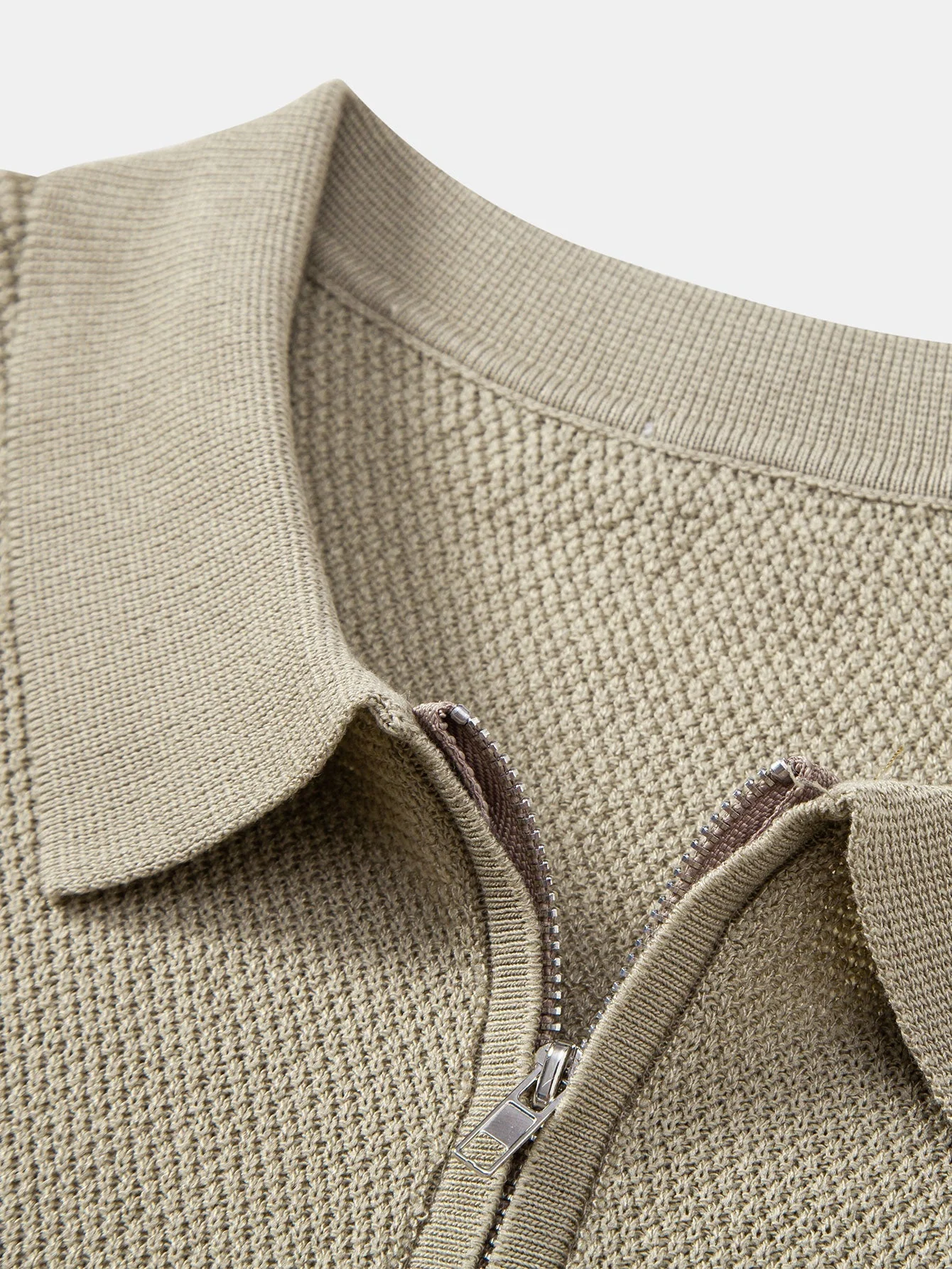 Julian | Textured Zip Up Knit Polo Shirt - Image 3