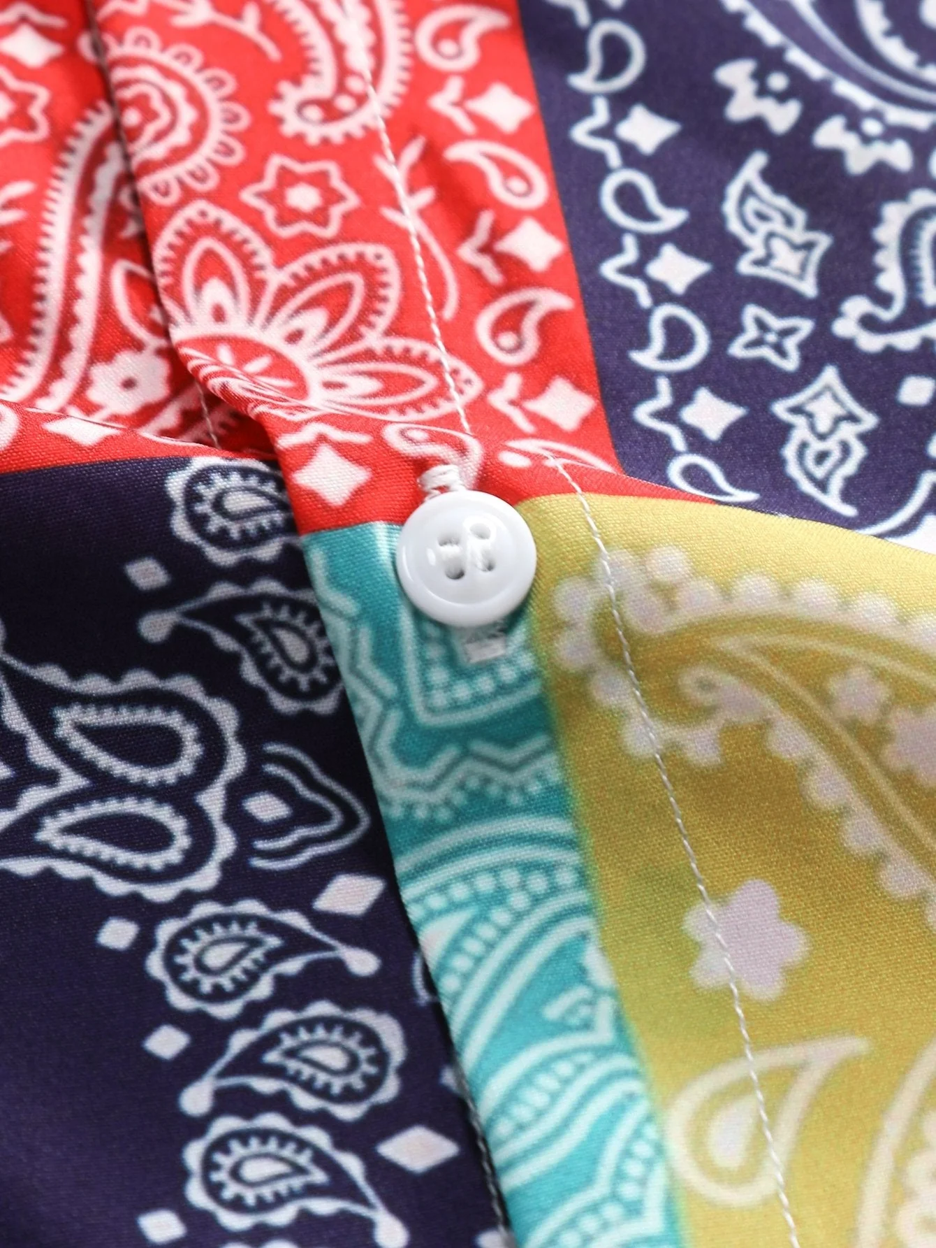 Julio® | Color Block Paisley Print Button Up Shirt - Image 5