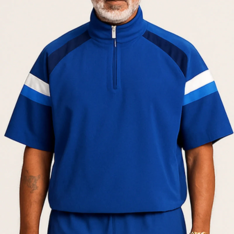 Julio | Men'S Summer Fashion Zipper Stand Collar T-Shirt Shorts Sports Set - Image 4