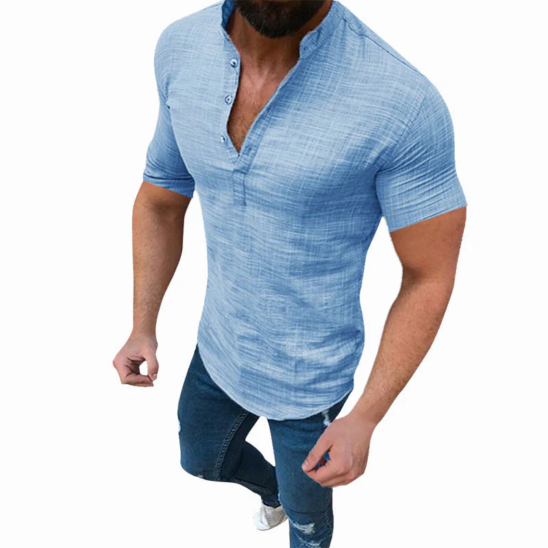 Justice® | Men'S Loose Solid Color Linen Shirt With Buttons - Image 3