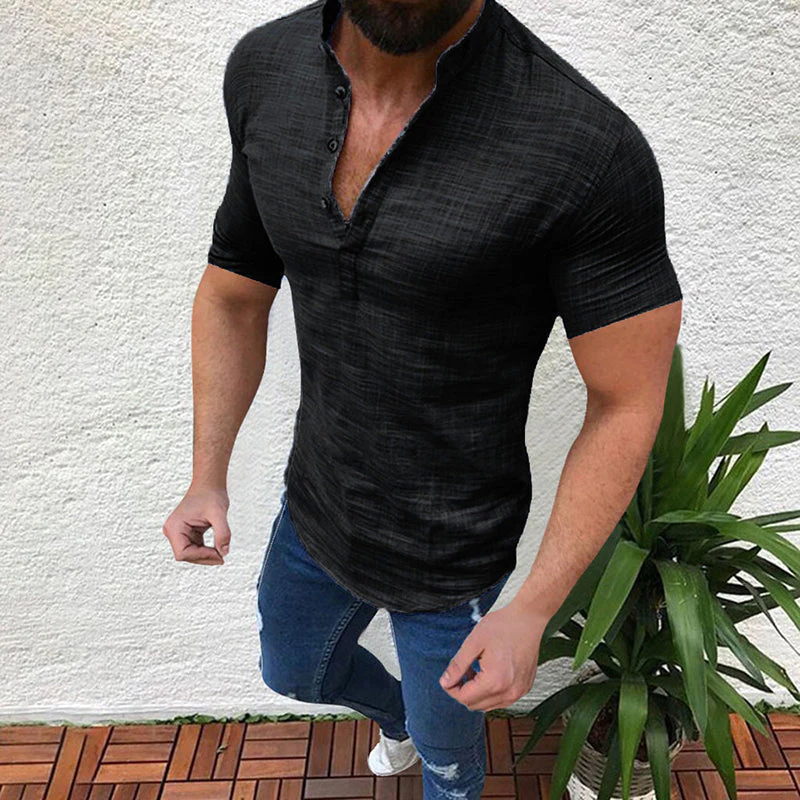 Justice® | Men'S Loose Solid Color Linen Shirt With Buttons - Image 5