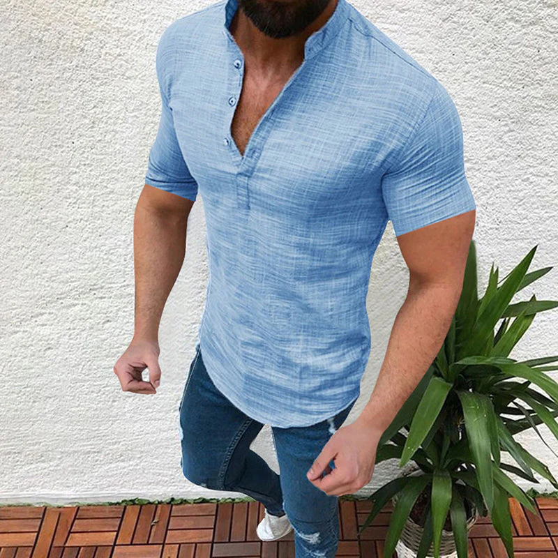 Justice® | Men'S Loose Solid Color Linen Shirt With Buttons - Image 6