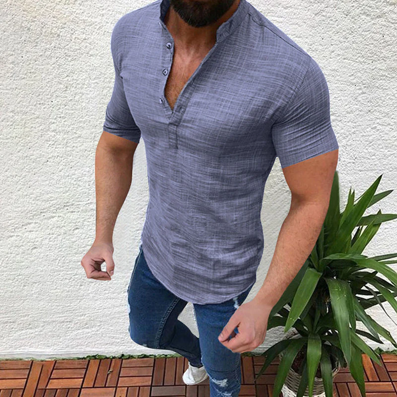 Justice® | Men'S Loose Solid Color Linen Shirt With Buttons - Image 7