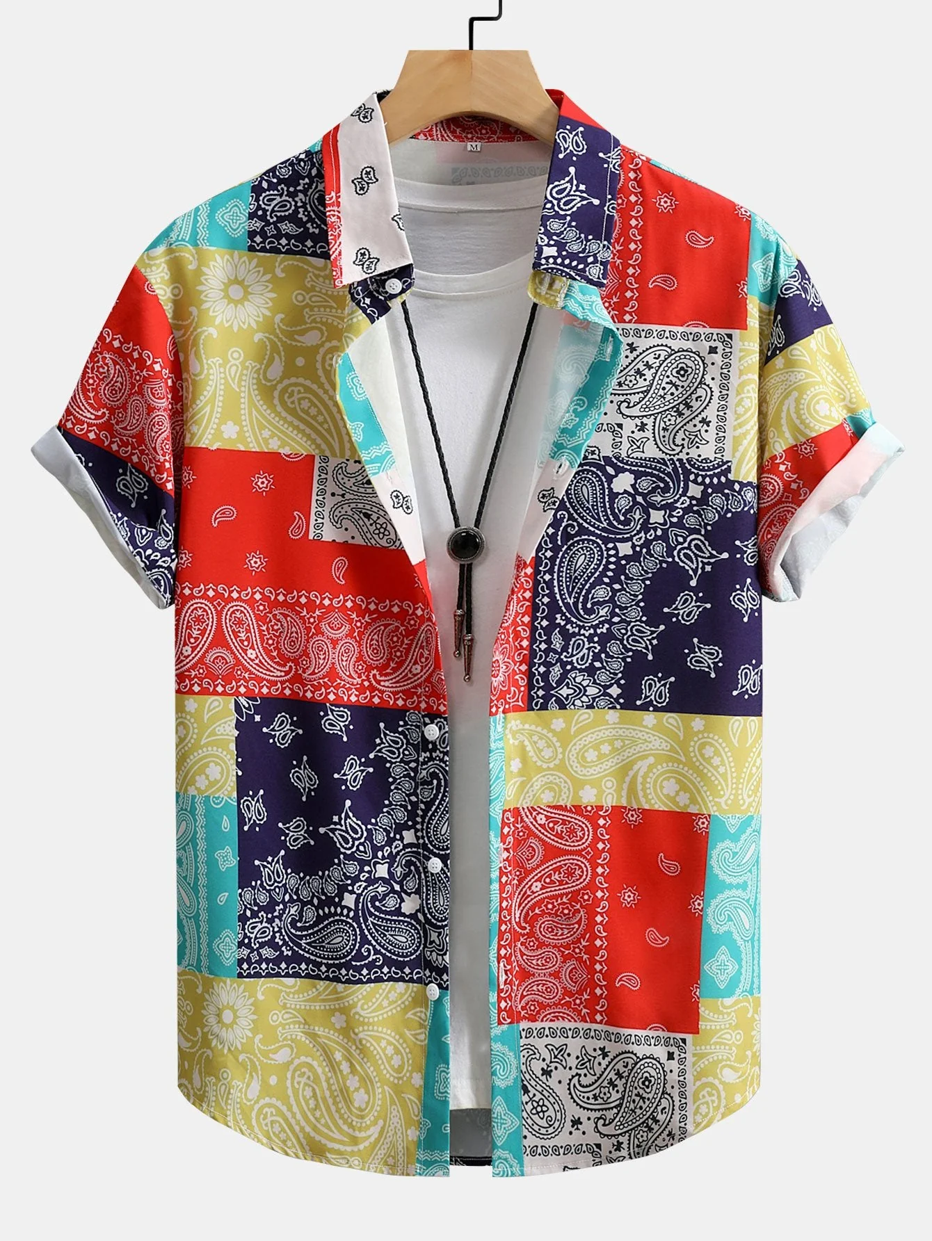 Justin® | Color Block Paisley Print Button Up Shirt