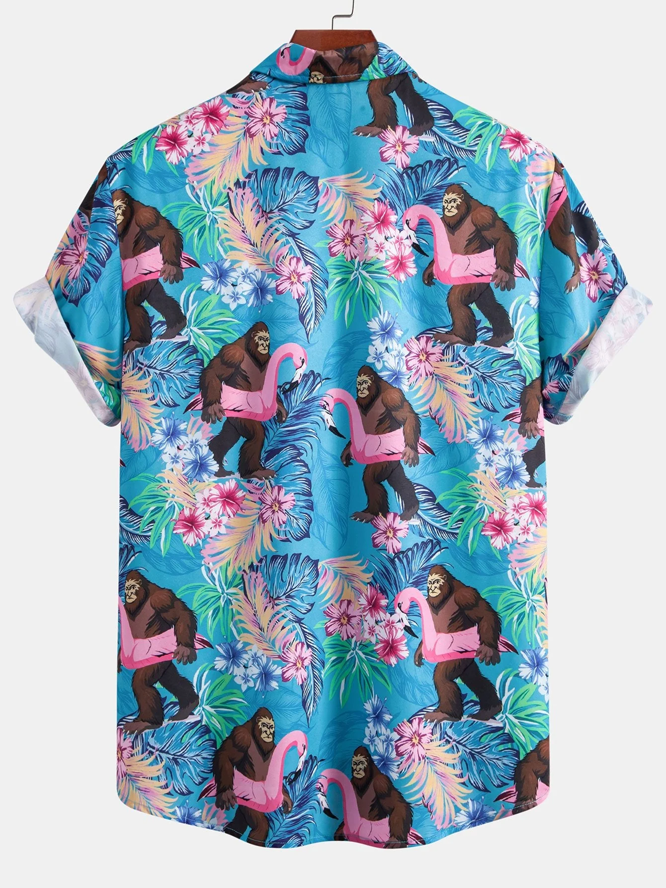 Justin® | Tropical Plants And Orangutan Print Button Up Shirt & Swim Shorts - Image 6