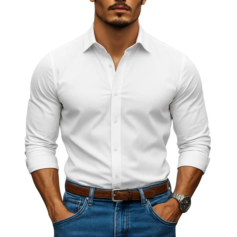 Justin | Men'S Striped Printed Cotton And Linen Long Sleeve Shirt - Image 4