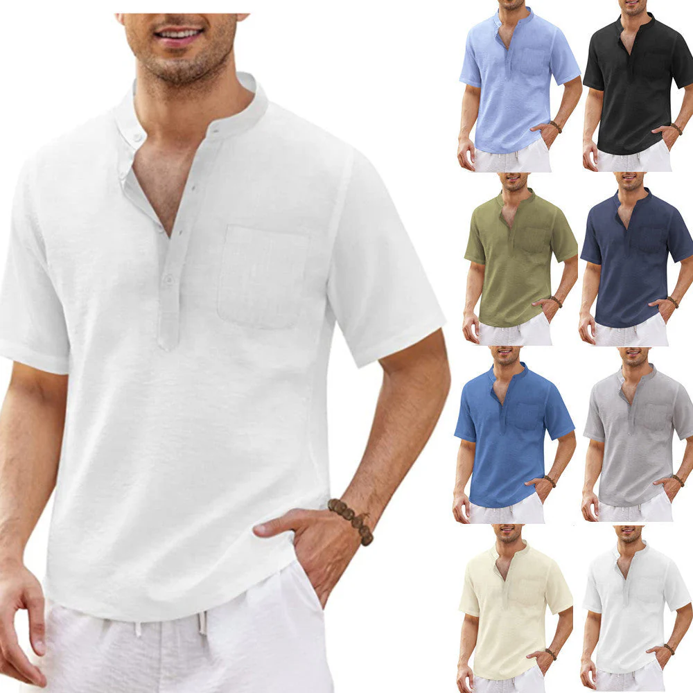 Justinian® | Plain Men'S Shirt With Stand-Up Collar