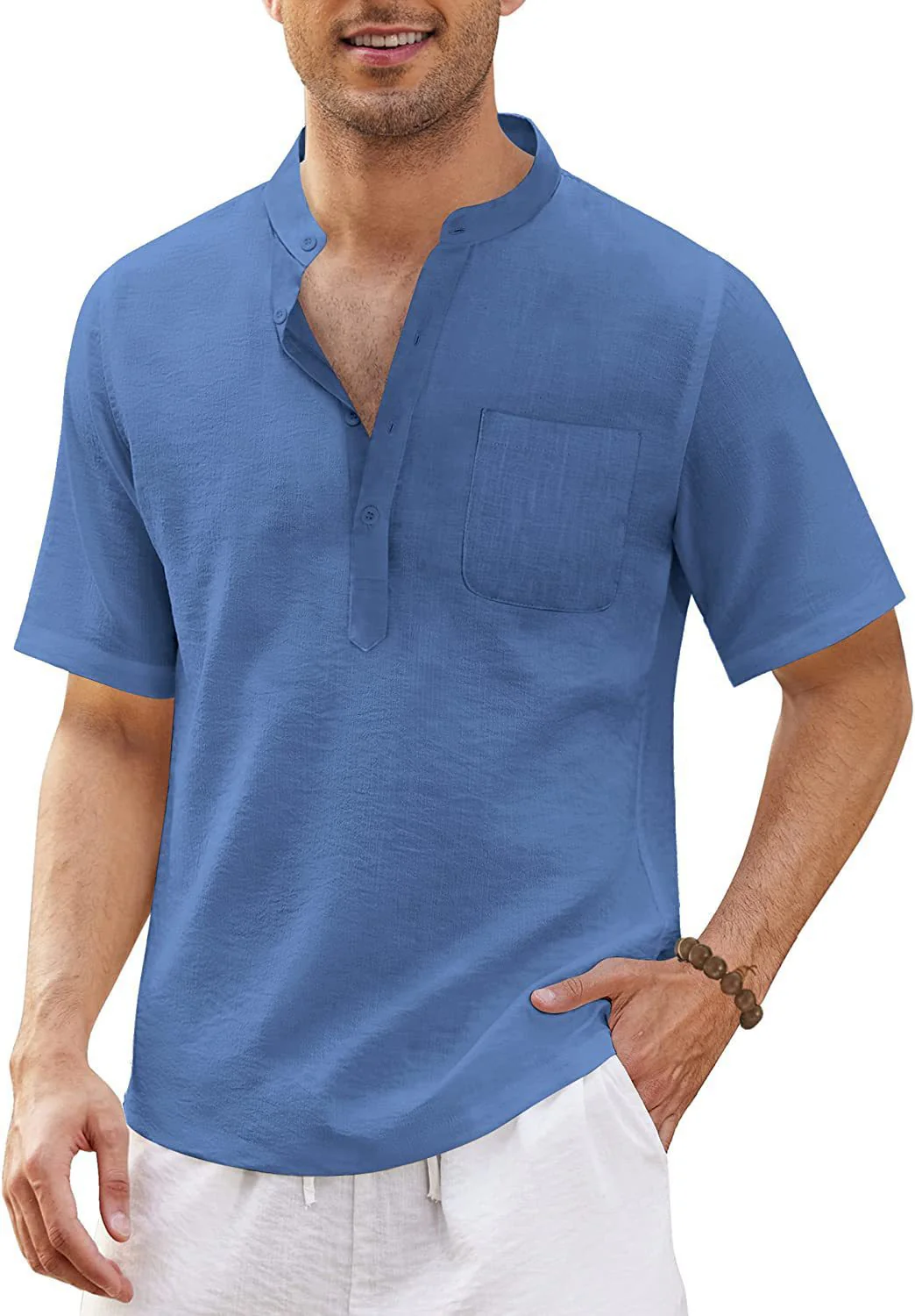 Justinian® | Plain Men'S Shirt With Stand-Up Collar - Image 12