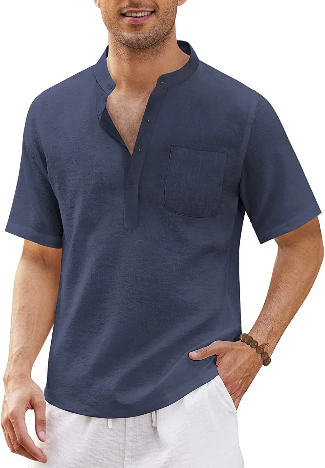 Justinian® | Plain Men'S Shirt With Stand-Up Collar - Image 2