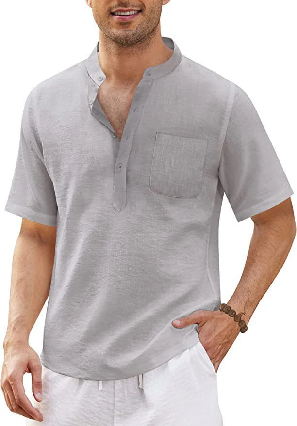 Justinian® | Plain Men'S Shirt With Stand-Up Collar - Image 3