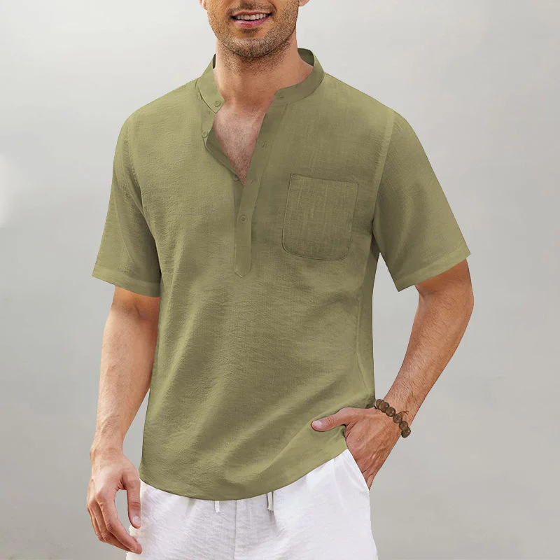 Justinian® | Plain Men'S Shirt With Stand-Up Collar - Image 9