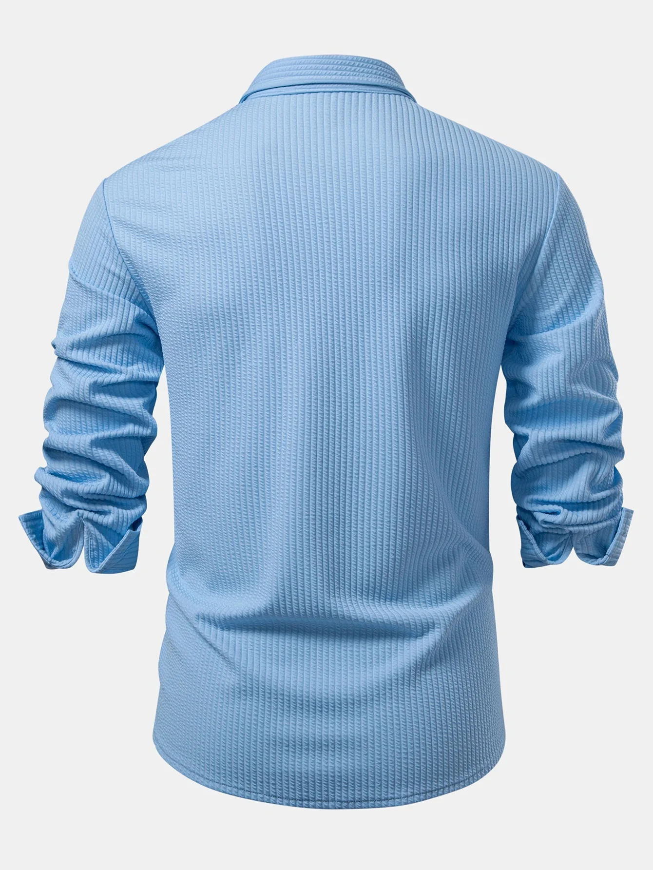 Justino® | Long Sleeve Muscle Fit Ribbed Button Up Shirt & Straight Leg Ribbed Pants - Image 10