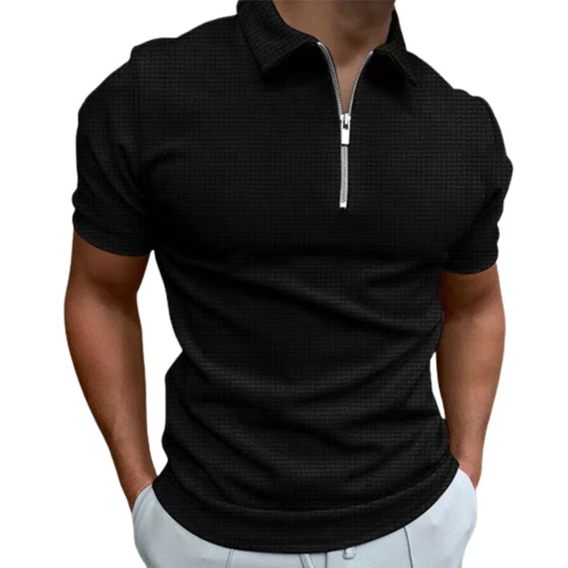 Justus® | Solid Color Summer T-Shirt With Zipper - Image 2