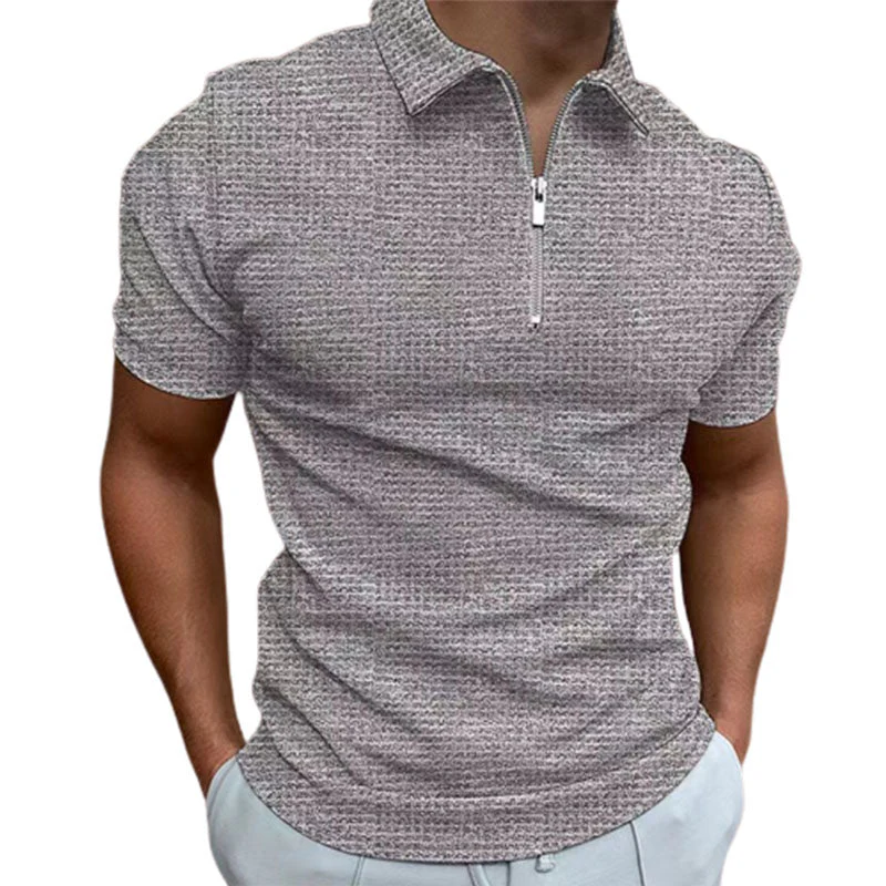 Justus® | Solid Color Summer T-Shirt With Zipper - Image 3