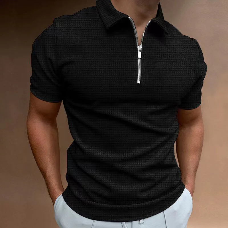 Justus® | Solid Color Summer T-Shirt With Zipper - Image 9