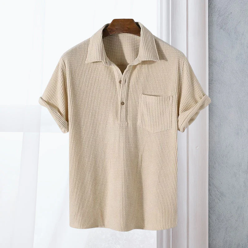 Jye® | Men'S Plaid Short Sleeve Loose Solid Color Lapel Shirt - Image 10