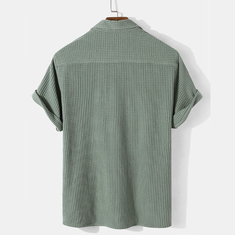 Jye® | Men'S Plaid Short Sleeve Loose Solid Color Lapel Shirt - Image 2
