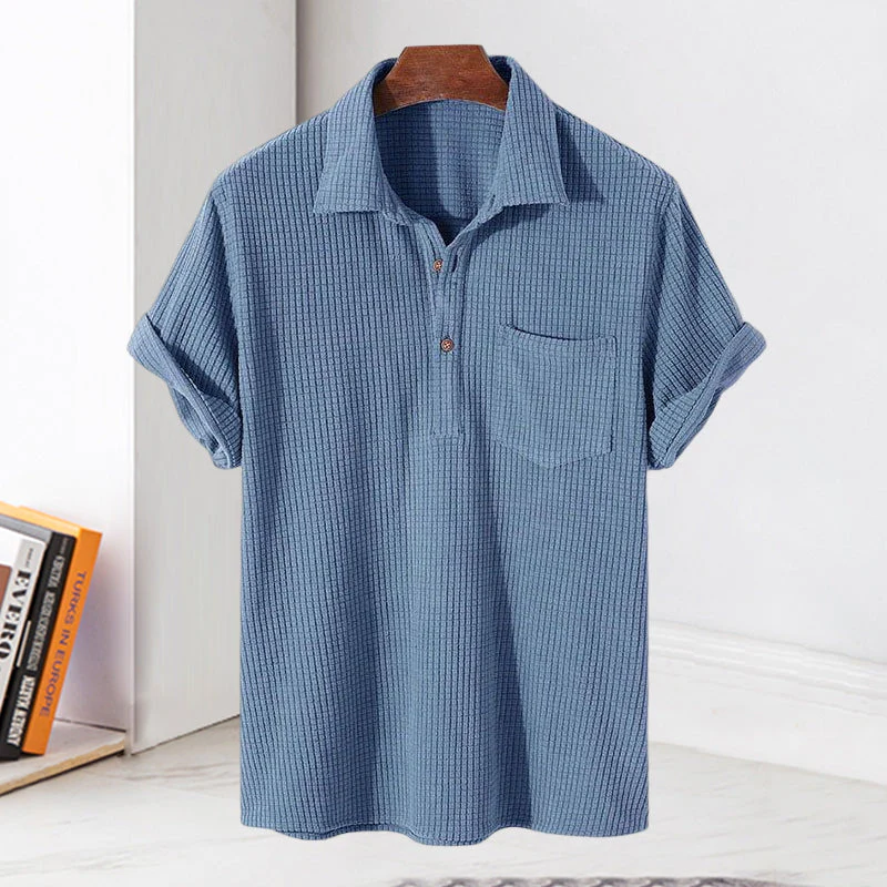 Jye® | Men'S Plaid Short Sleeve Loose Solid Color Lapel Shirt - Image 4
