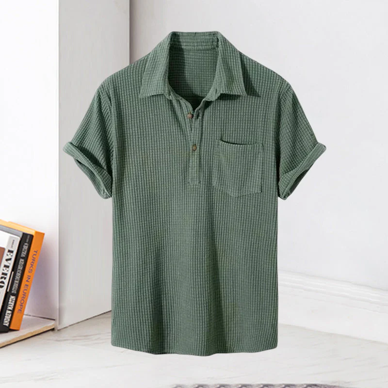 Jye® | Men'S Plaid Short Sleeve Loose Solid Color Lapel Shirt - Image 5