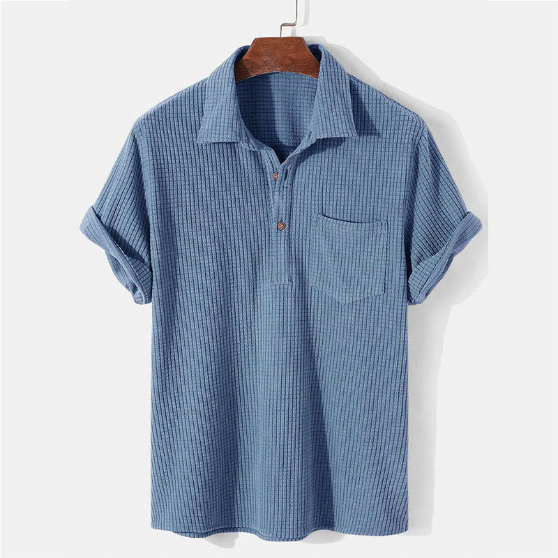 Jye® | Men'S Plaid Short Sleeve Loose Solid Color Lapel Shirt - Image 6