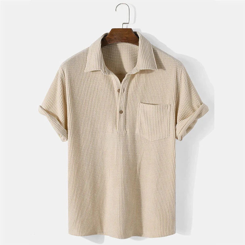 Jye® | Men'S Plaid Short Sleeve Loose Solid Color Lapel Shirt - Image 7