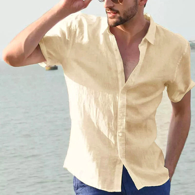 Kadar® | Men'S Solid Color Short-Sleeved Shirt With Lapels - Image 8