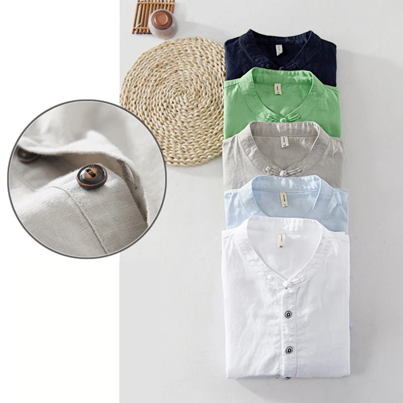 Kahlo® | Men'S Summer Chinoiserie Linen Shirt With Buttons - Image 2