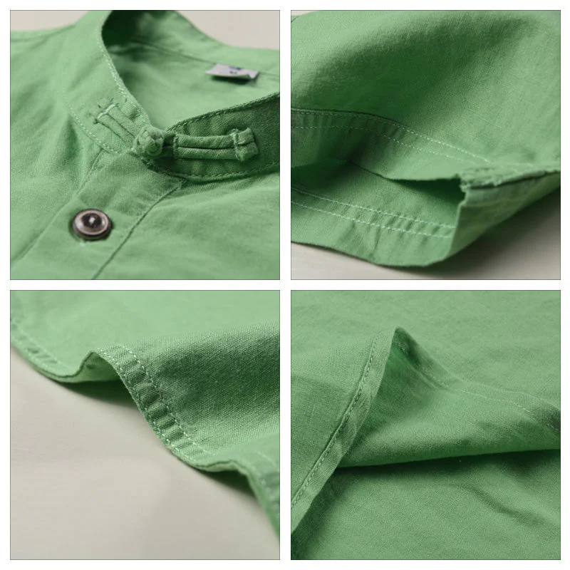 Kahlo® | Men'S Summer Chinoiserie Linen Shirt With Buttons - Image 6