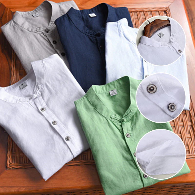 Kahlo® | Men'S Summer Chinoiserie Linen Shirt With Buttons - Image 8
