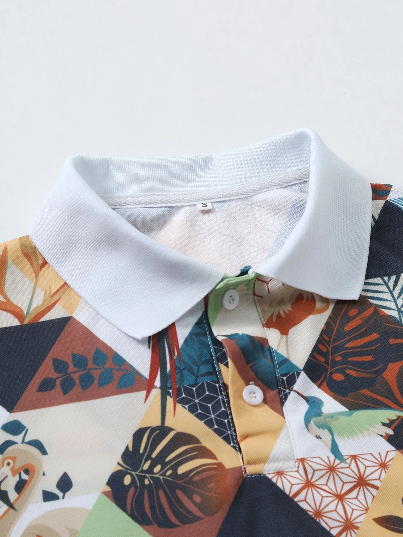 Kai | Flamingo Tropical Print Polo Shirt - Image 3