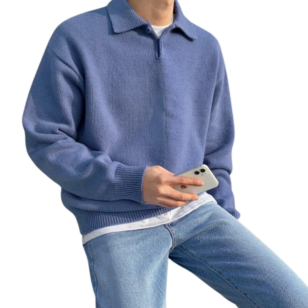 Kairo® | Long Sleeve Wool Polo Shirt For Men - Image 2