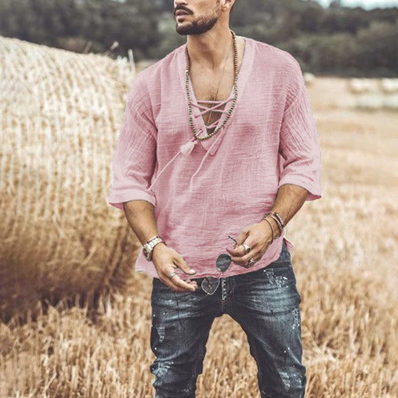 Kairo® | Men'S T-Shirt With Chest Tie And Eyelets - Image 2