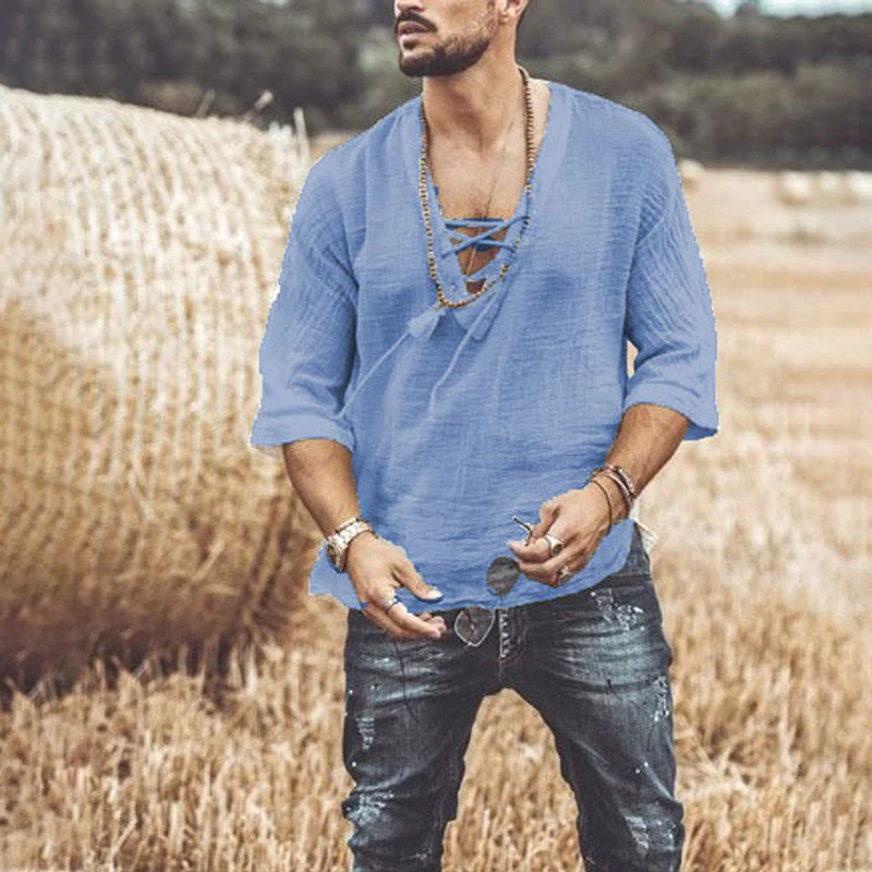 Kairo® | Men'S T-Shirt With Chest Tie And Eyelets - Image 3