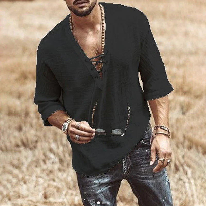 Kairo® | Men'S T-Shirt With Chest Tie And Eyelets - Image 4