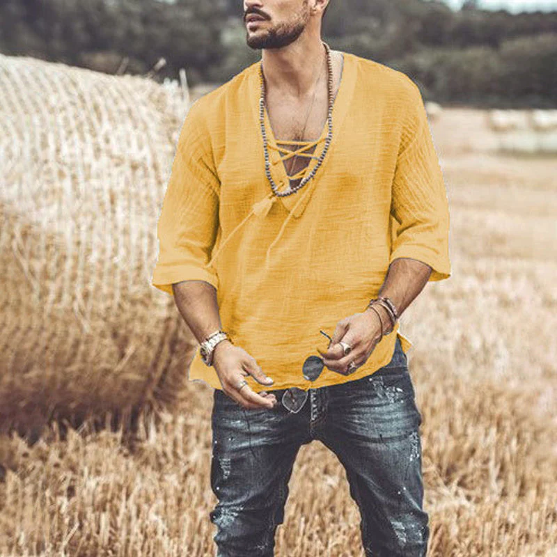 Kairo® | Men'S T-Shirt With Chest Tie And Eyelets - Image 5